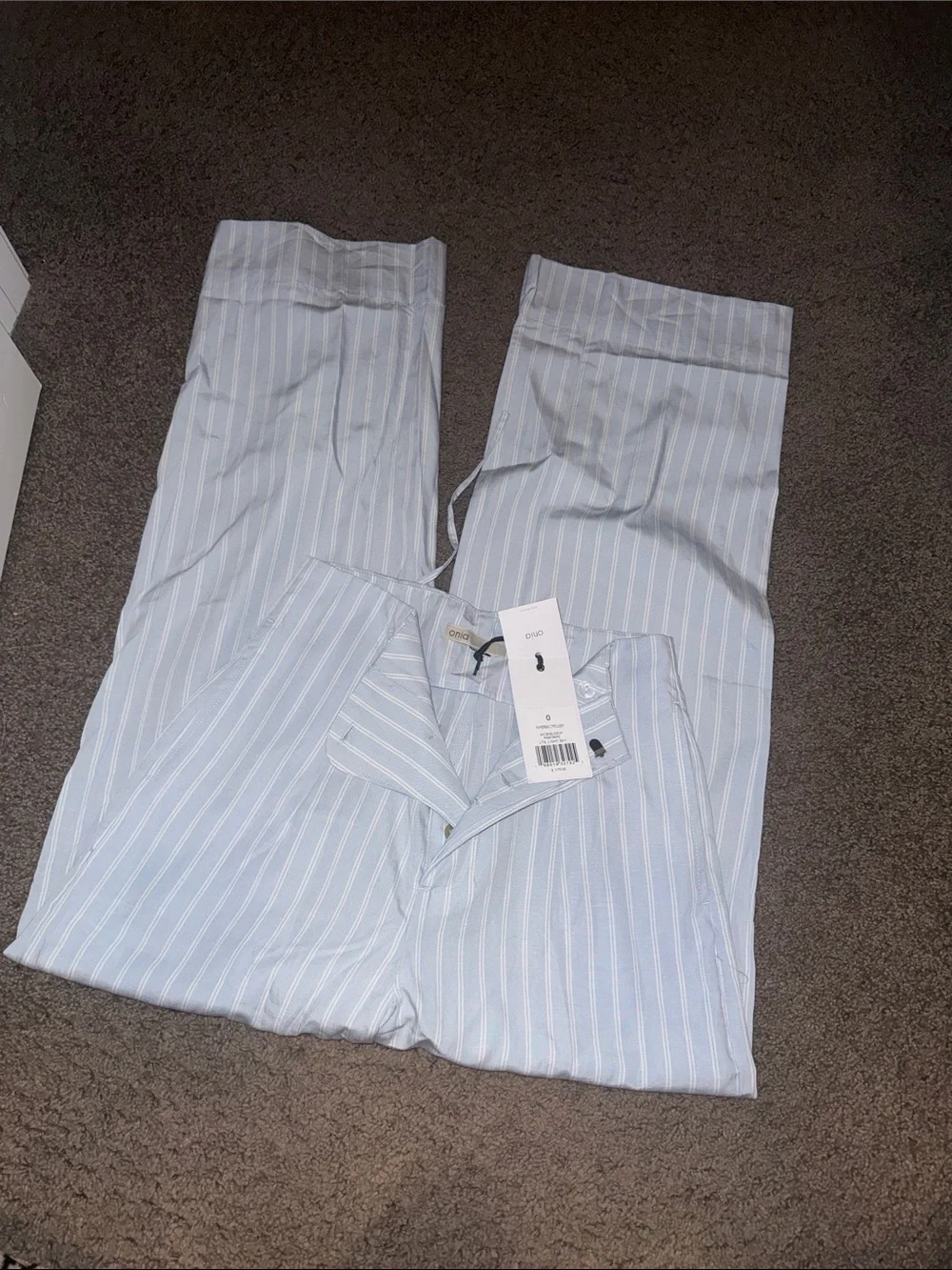 Tie Front Top & Paper Bag Pant by Onia in Light Sky